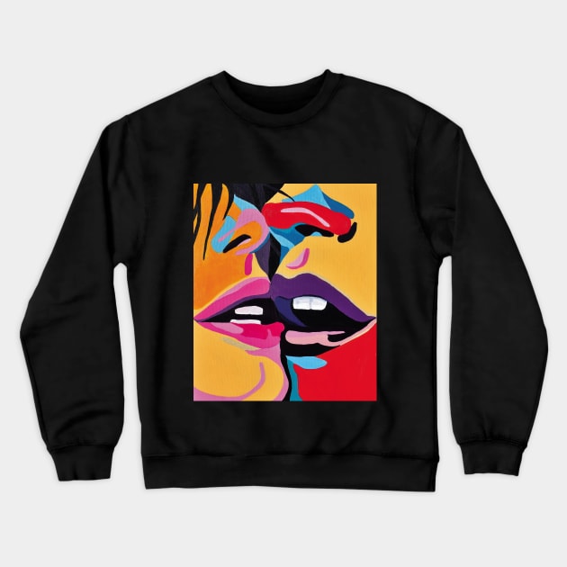 Kiss Popart colorful Crewneck Sweatshirt by PrintsHessin